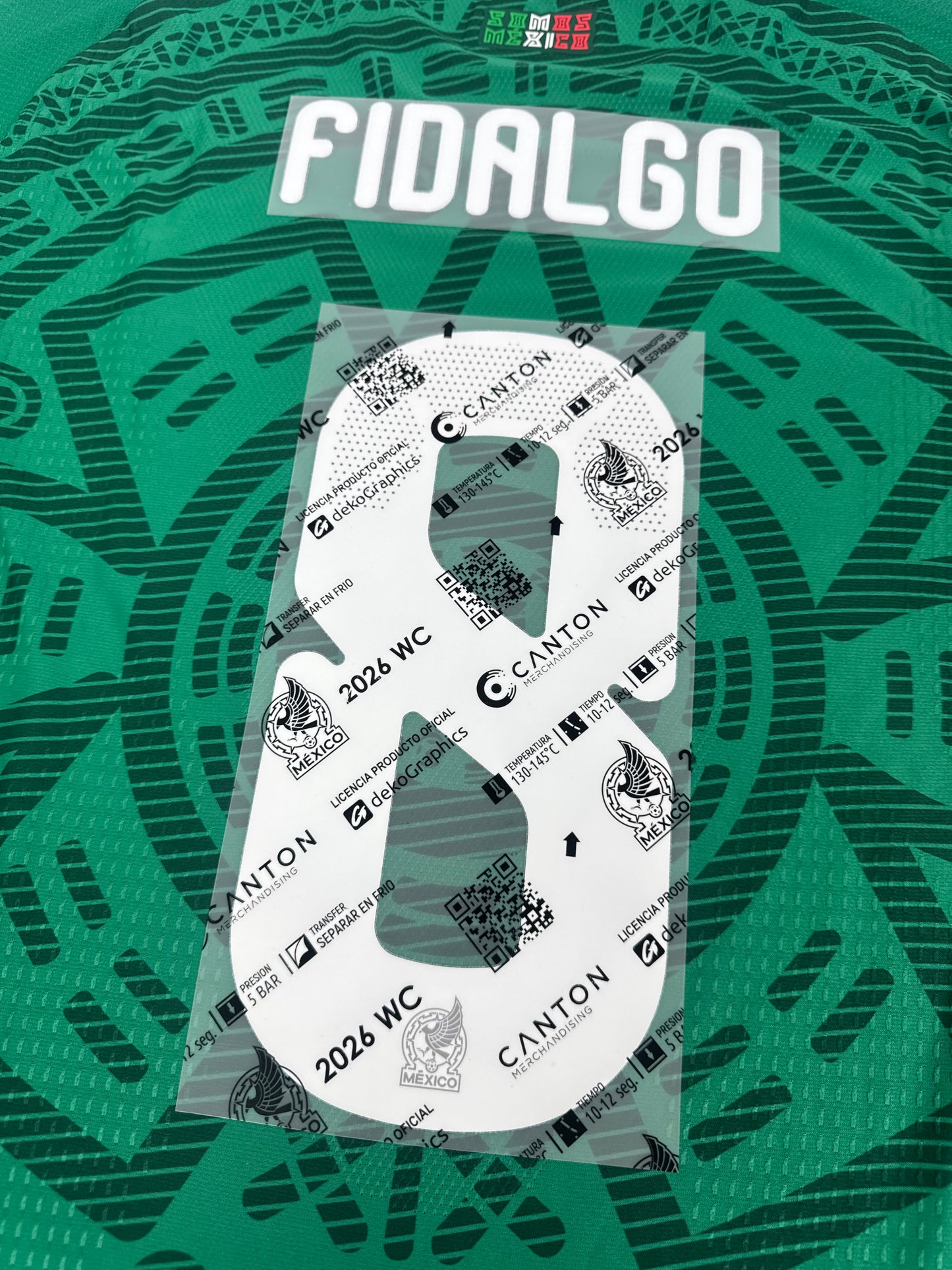 2026 MEXICO OFFICIAL NAME/NUMBER SET FIDALGO 8