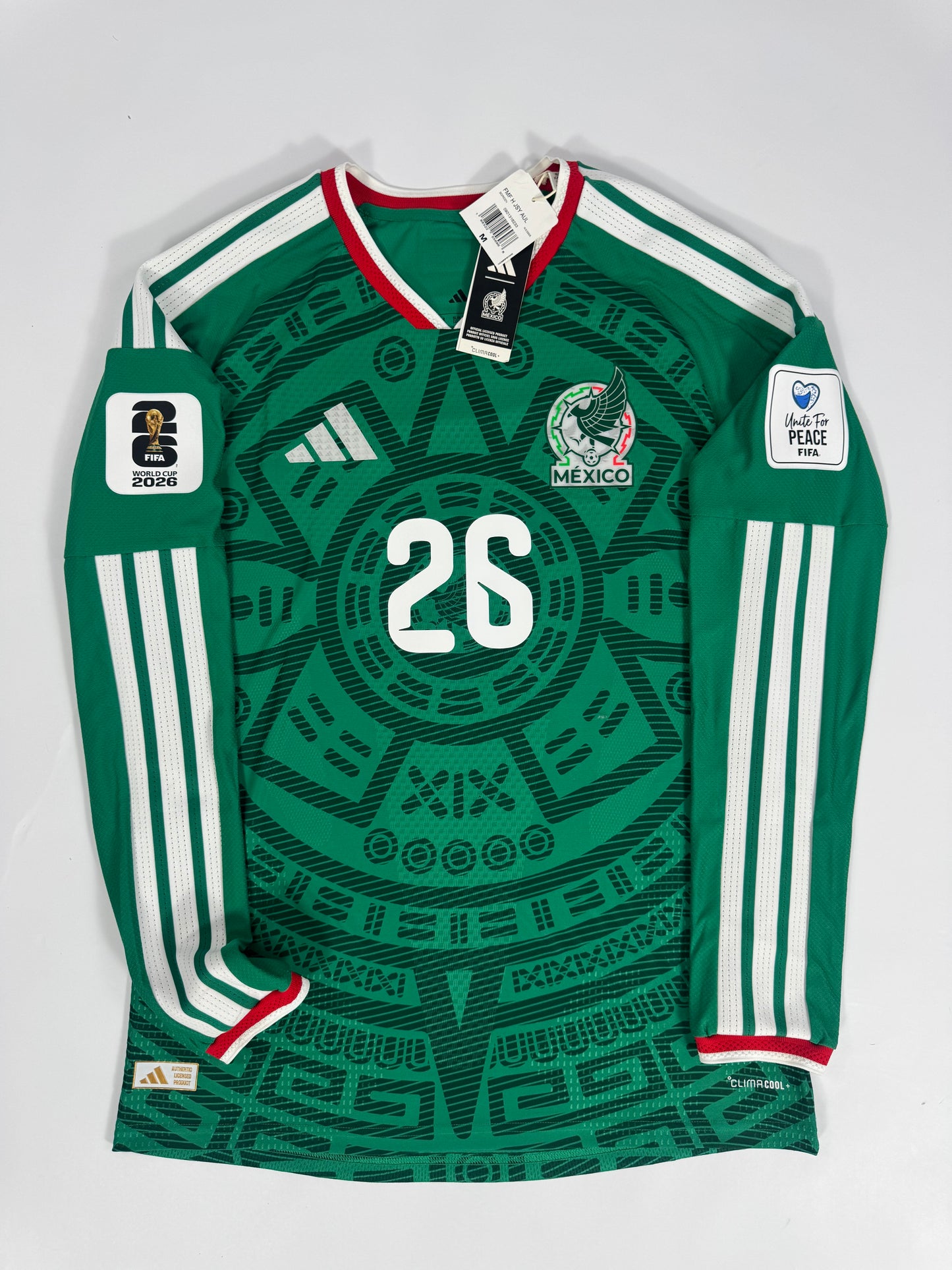 2026 ADIDAS MEXICO WORLD CUP HOME JERSEY LONG SLEEVE BRIAN GUTIERREZ 26 (M)