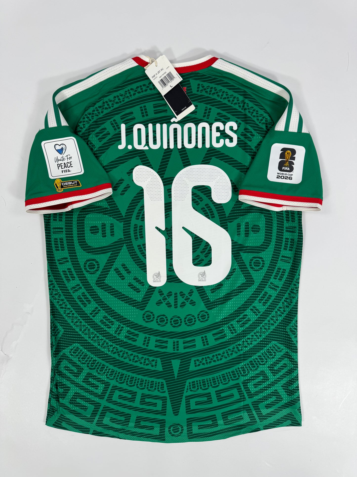 2026 ADIDAS MEXICO HOME JERSEY JULIÁN QUIÑONES 16 AUTHENTIC PLAYER VERSION (L)