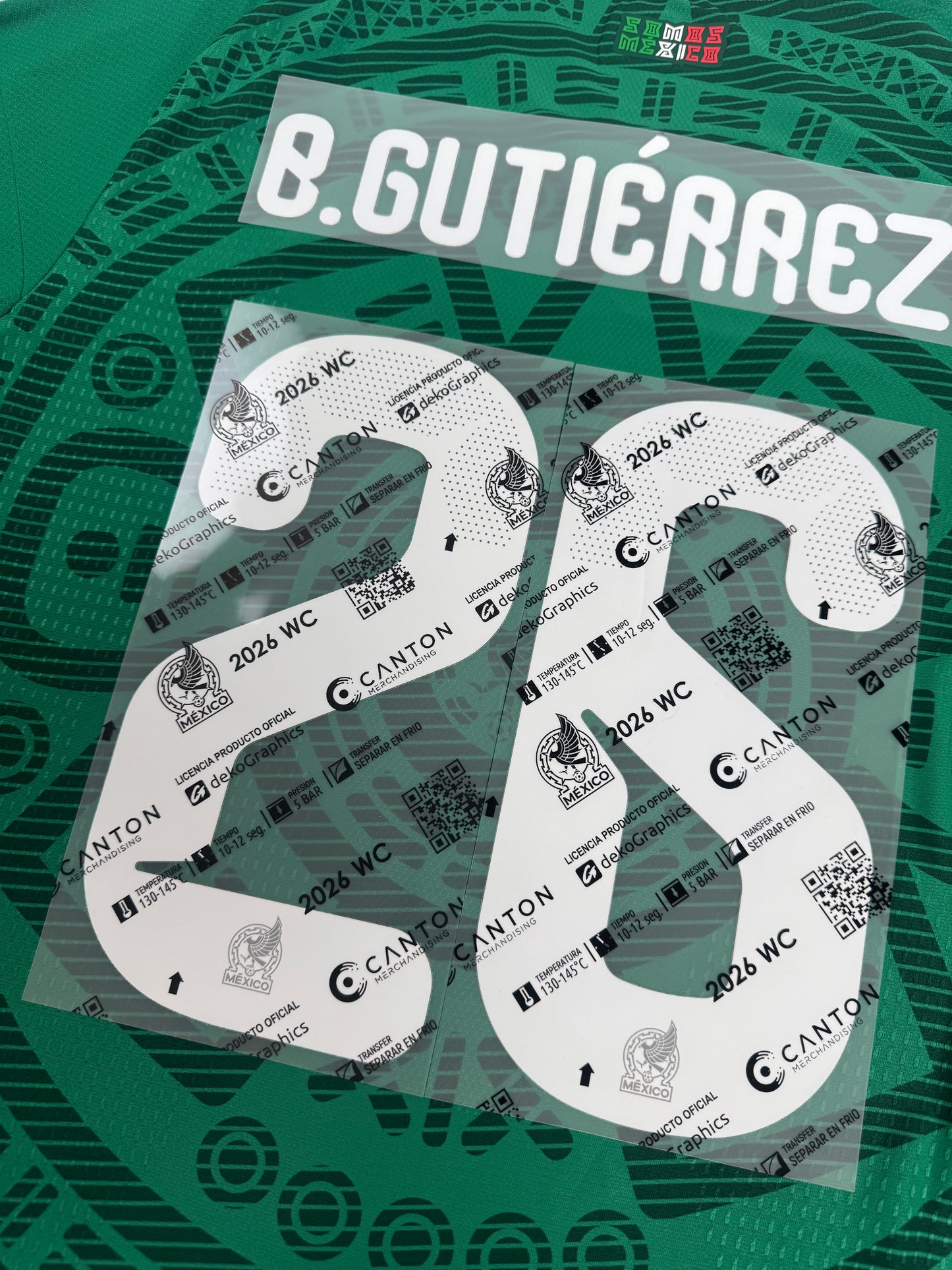 2026 MEXICO OFFICIAL NAME/NUMBER SET BRIAN GUTIERREZ 26