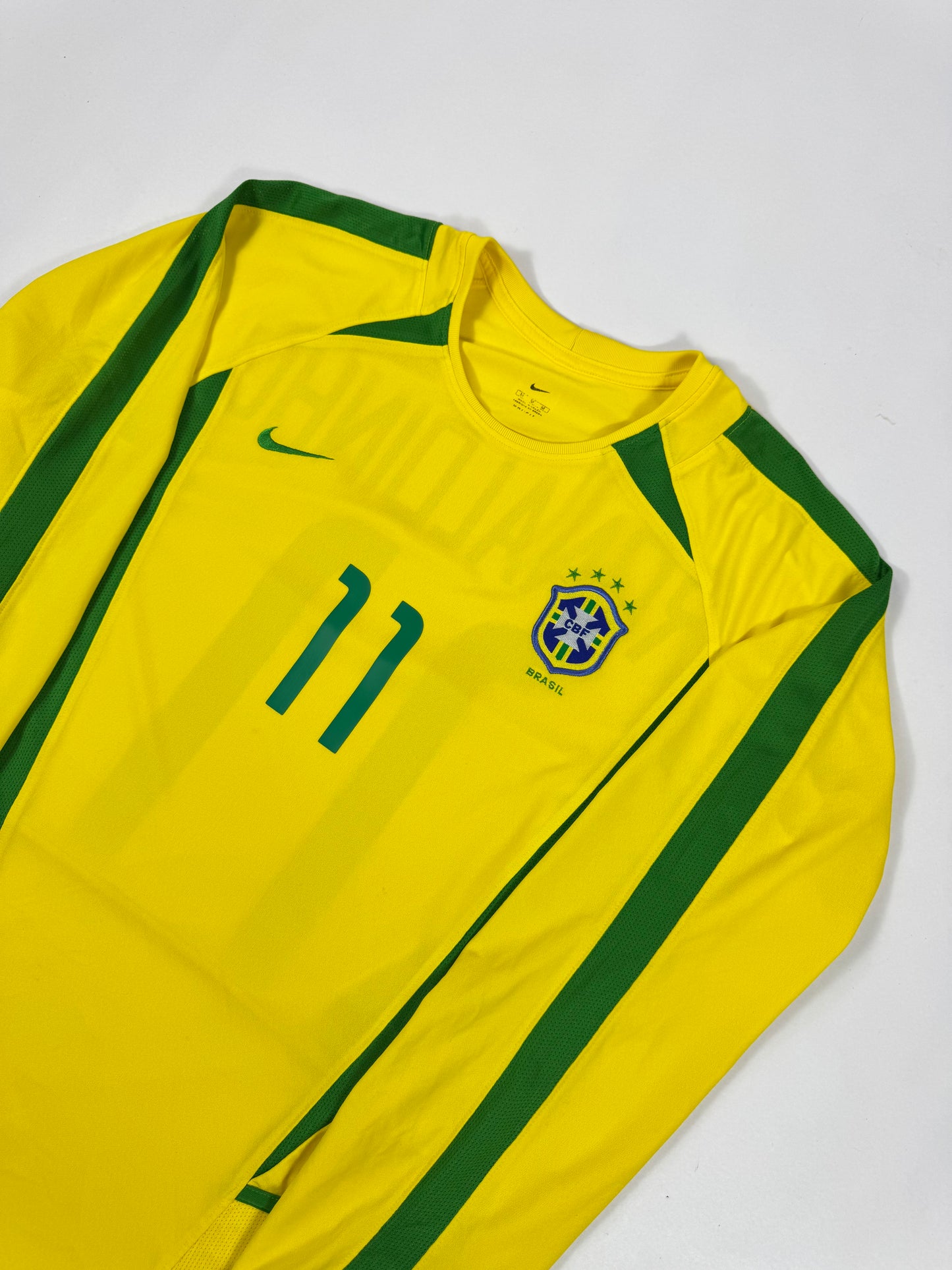2011 NIKE BRAZIL HOME JERSEY RONALDINHO 11 LONG SLEEVE-(M)