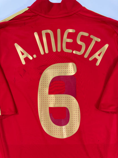 2008/09 ADIDAS SPAIN HOME JERSEY ANDRES INIESTA 6 (L)