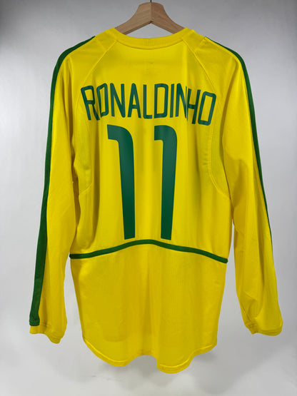 2011 NIKE BRAZIL HOME JERSEY RONALDINHO 11 LONG SLEEVE-(M)