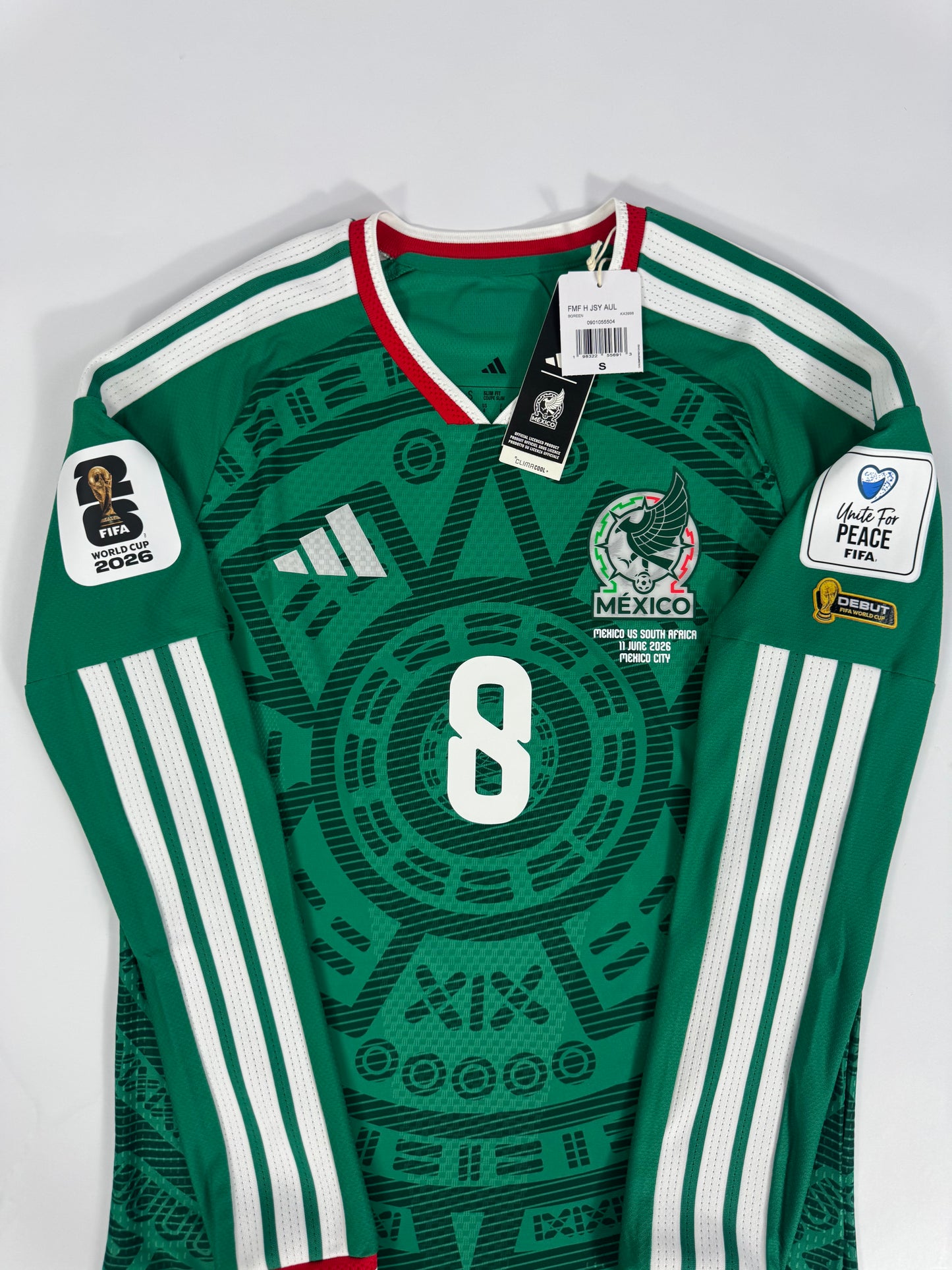 2026 ADIDAS MEXICO HOME JERSEY AUTHENTIC LONG SLEEVE PLAYER VERSION NEW WITH TAGS FIDALGO 8 (S)