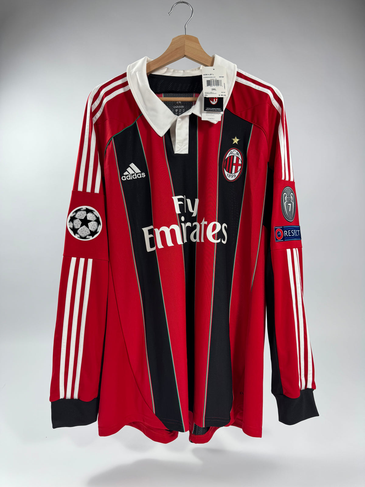 2012 ADIDAS AC MILAN HOME JERSEY LONG SLEEVE PATO 9 (XXL) NEW WITH TAGS