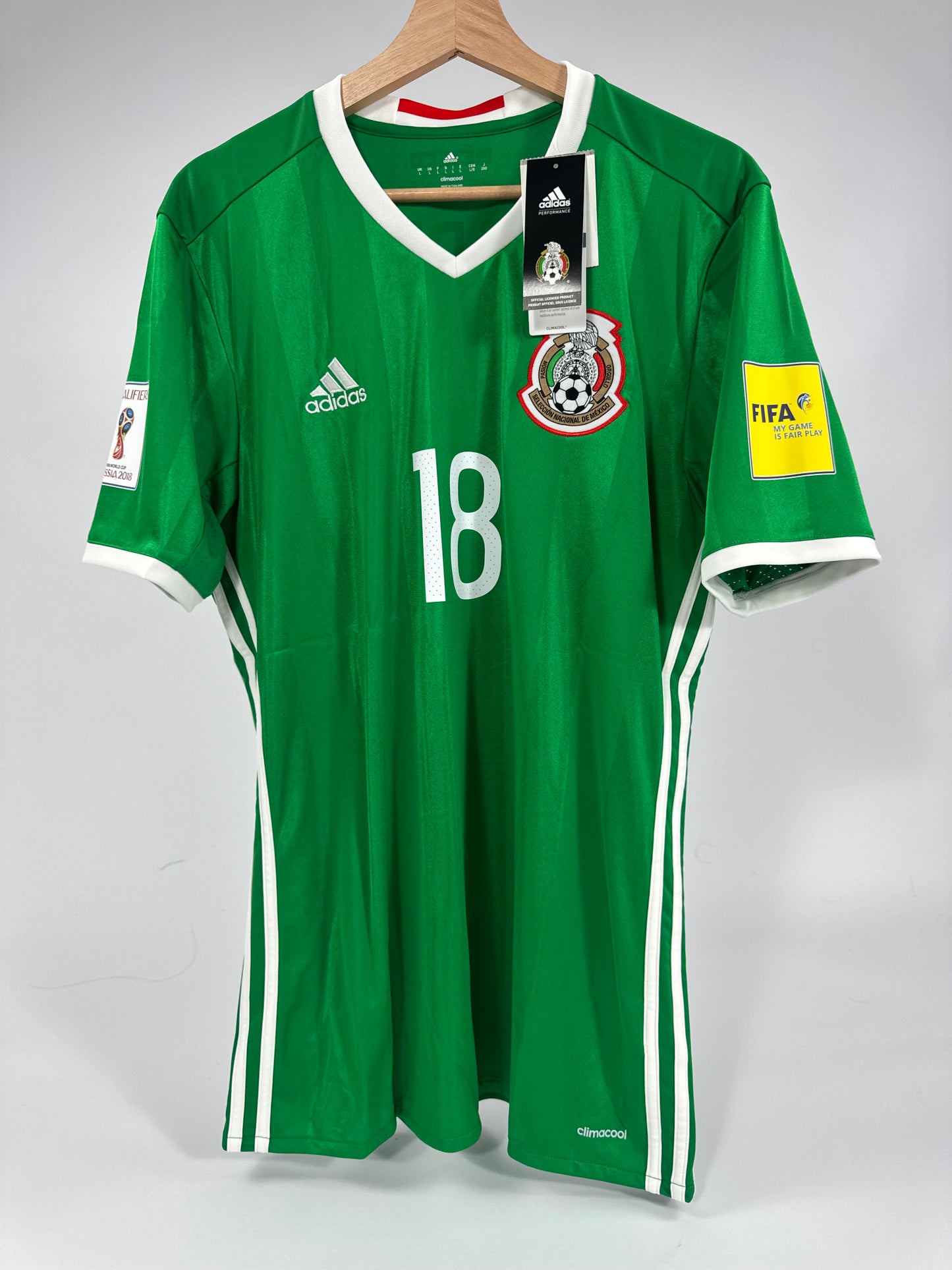 2016/17 ADIDAS MEXICO HOME JERSEY NEW WITH TAGS ANDRES GUARDADO 18 WORLD CUP QUALIFIERS (L)