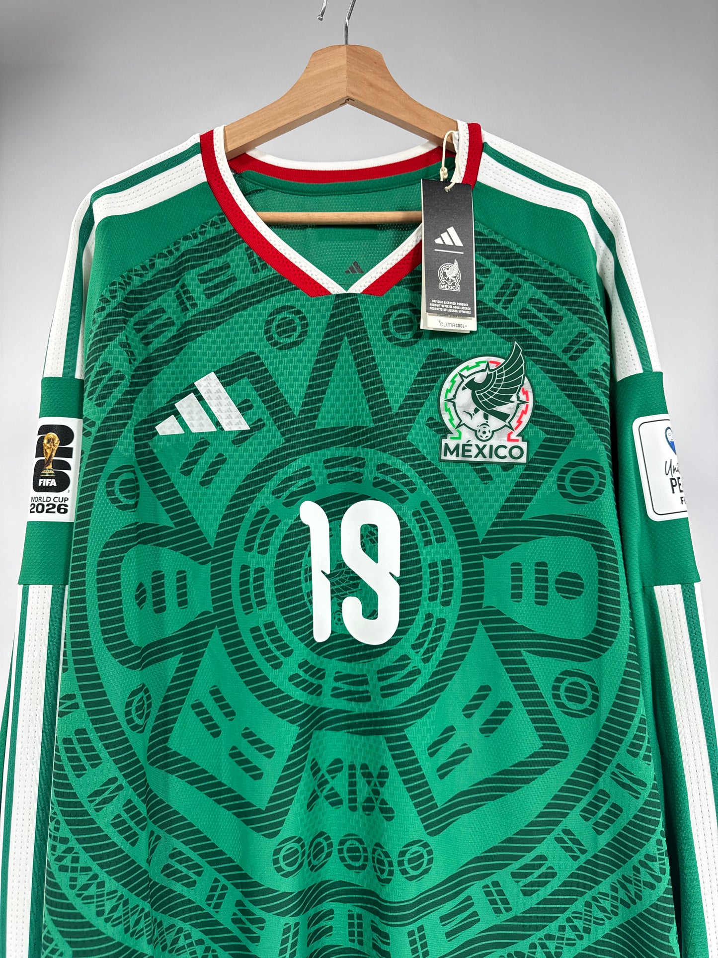 2026 ADIDAS MEXICO WORLD CUP HOME JERSEY LONG SLEEVE GILBERTO MORA 19 (XL) PLAYER VERSION