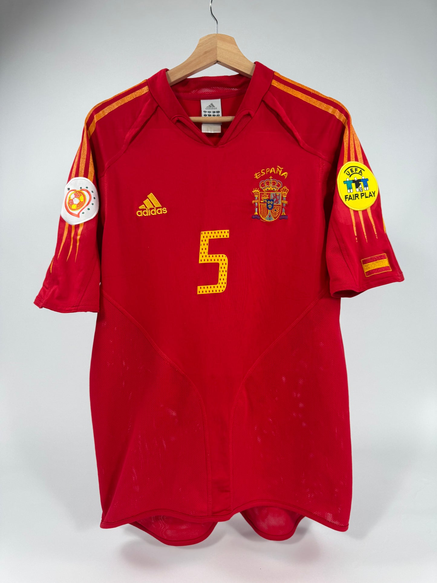 2004 ADIDAS SPAIN HOME JERSEY PUYOL 5 (M)