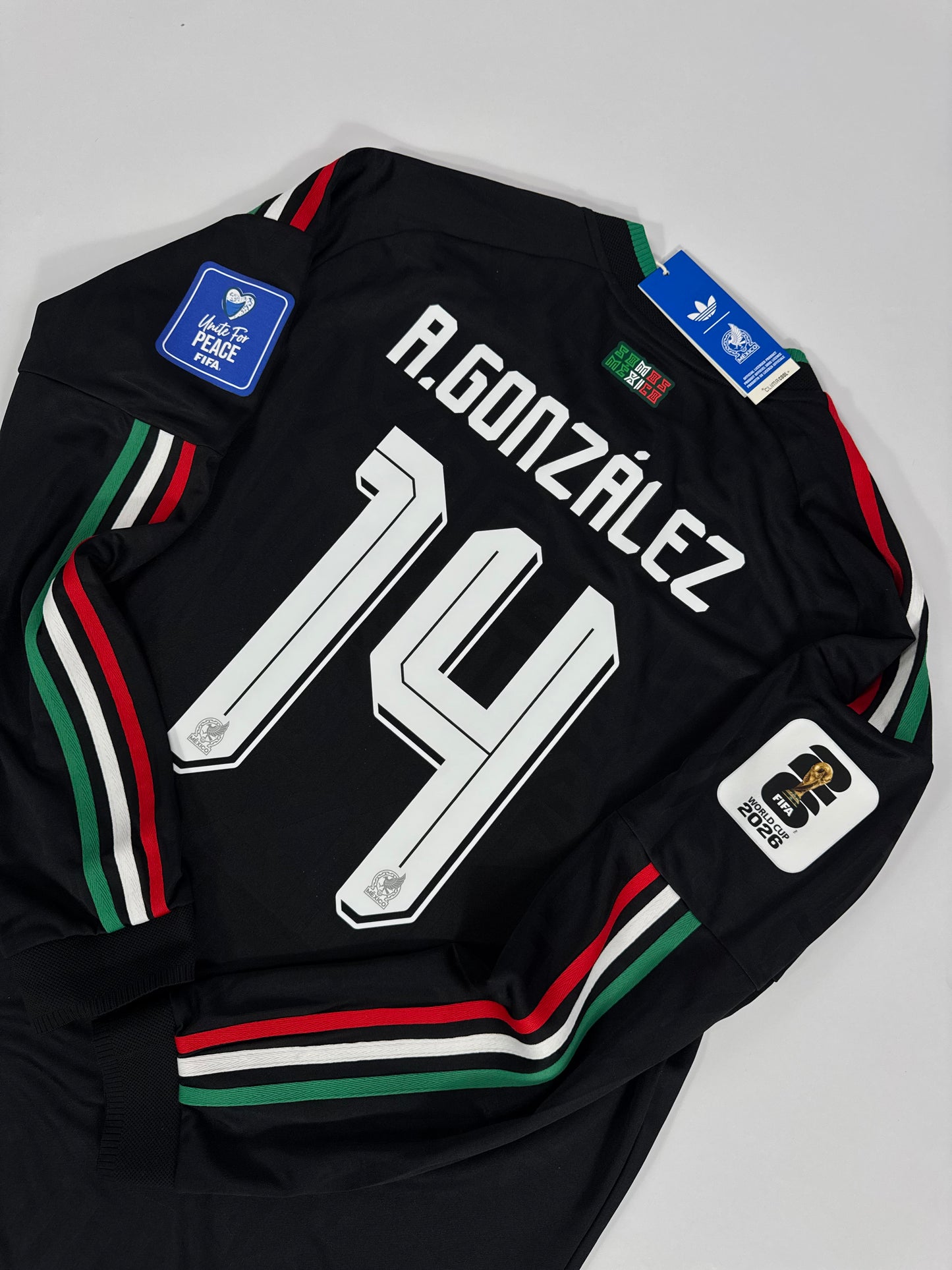 2026 ADIDAS MEXICO 3RD JERSEY LONG SLEEVE PLAYER VERSION ARMANDO GONZALEZ 14 NEW WITH TAGS (XL)