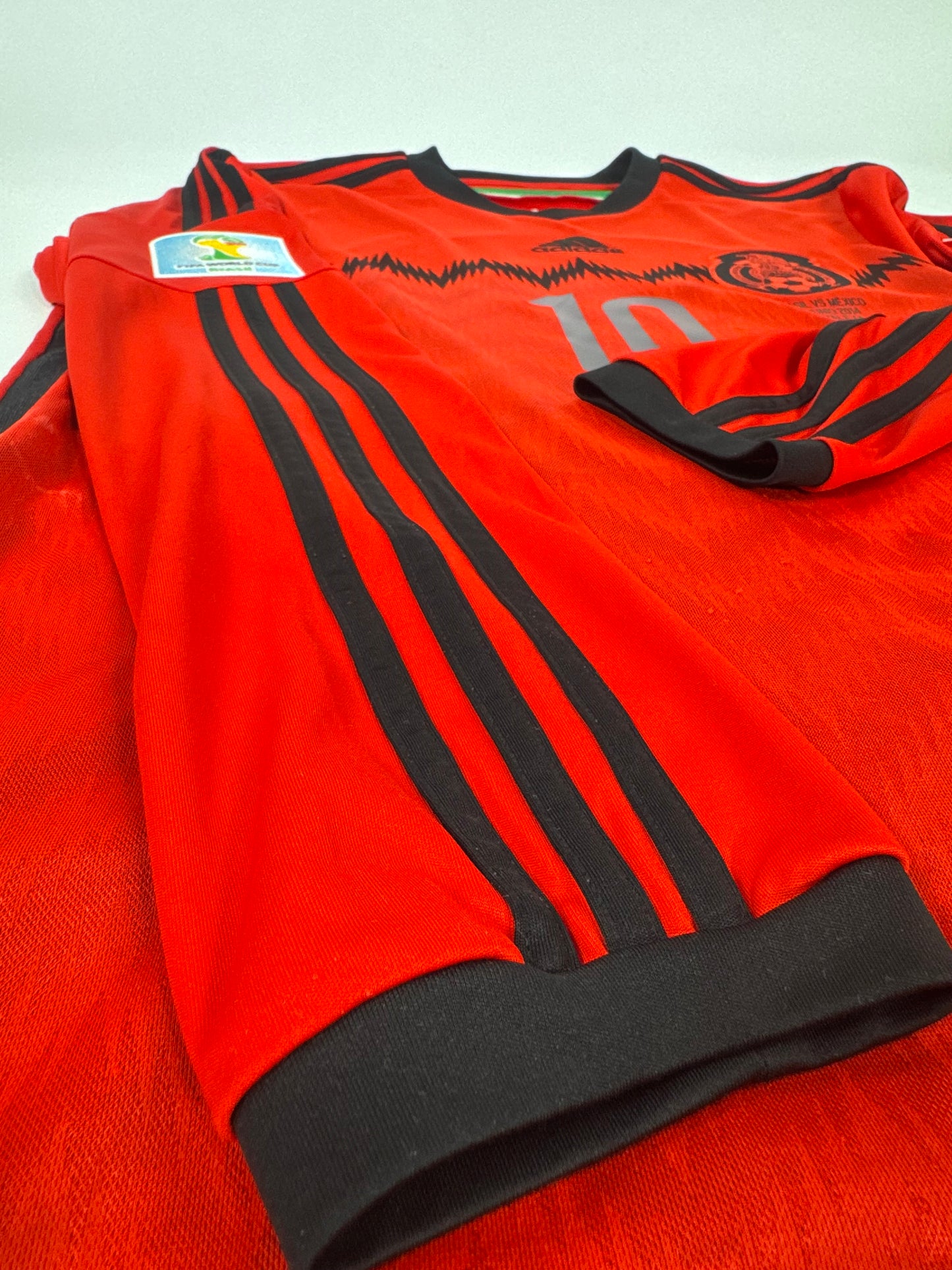 2014 ADIDAS MEXICO HOME JERSEY LONG SLEEVE DOS SANTOS 10 (M)