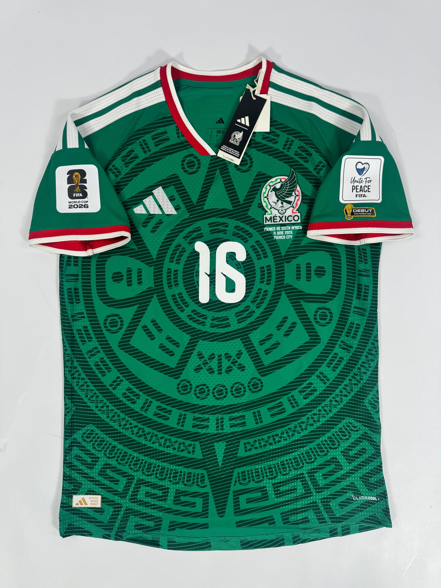 2026 ADIDAS MEXICO HOME JERSEY JULIÁN QUIÑONES 16 AUTHENTIC PLAYER VERSION (L)