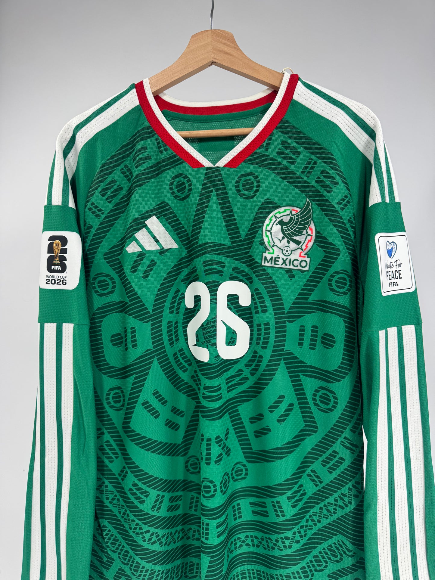 2026 ADIDAS MEXICO WORLD CUP HOME JERSEY LONG SLEEVE BRIAN GUTIERREZ 26 (M)