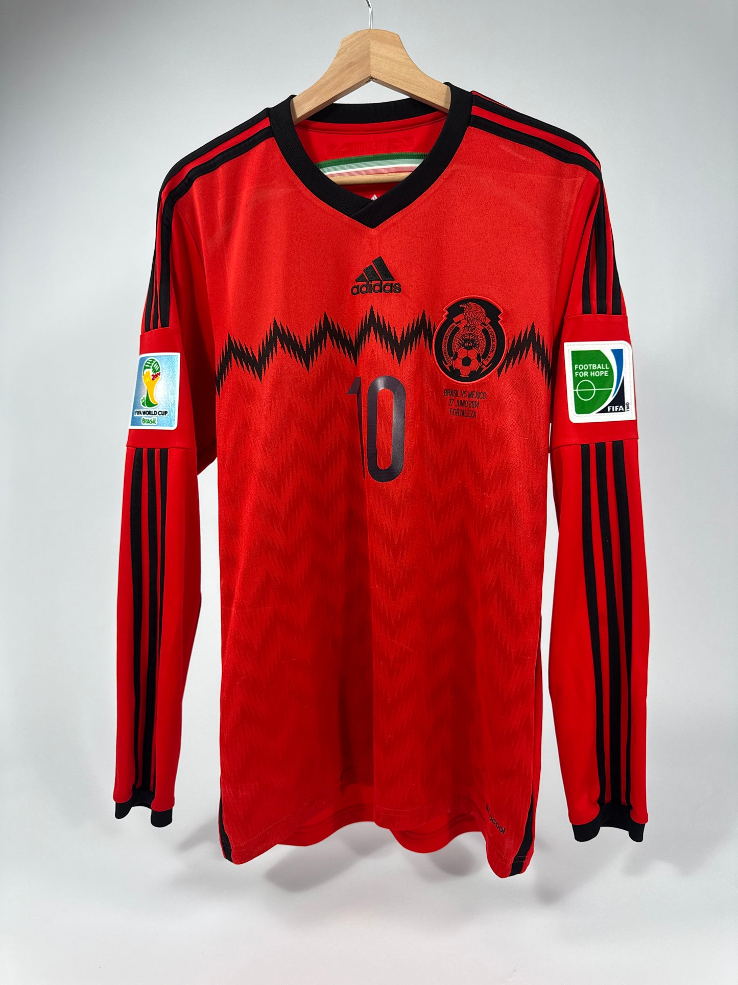 2014 ADIDAS MEXICO HOME JERSEY LONG SLEEVE DOS SANTOS 10 (M)