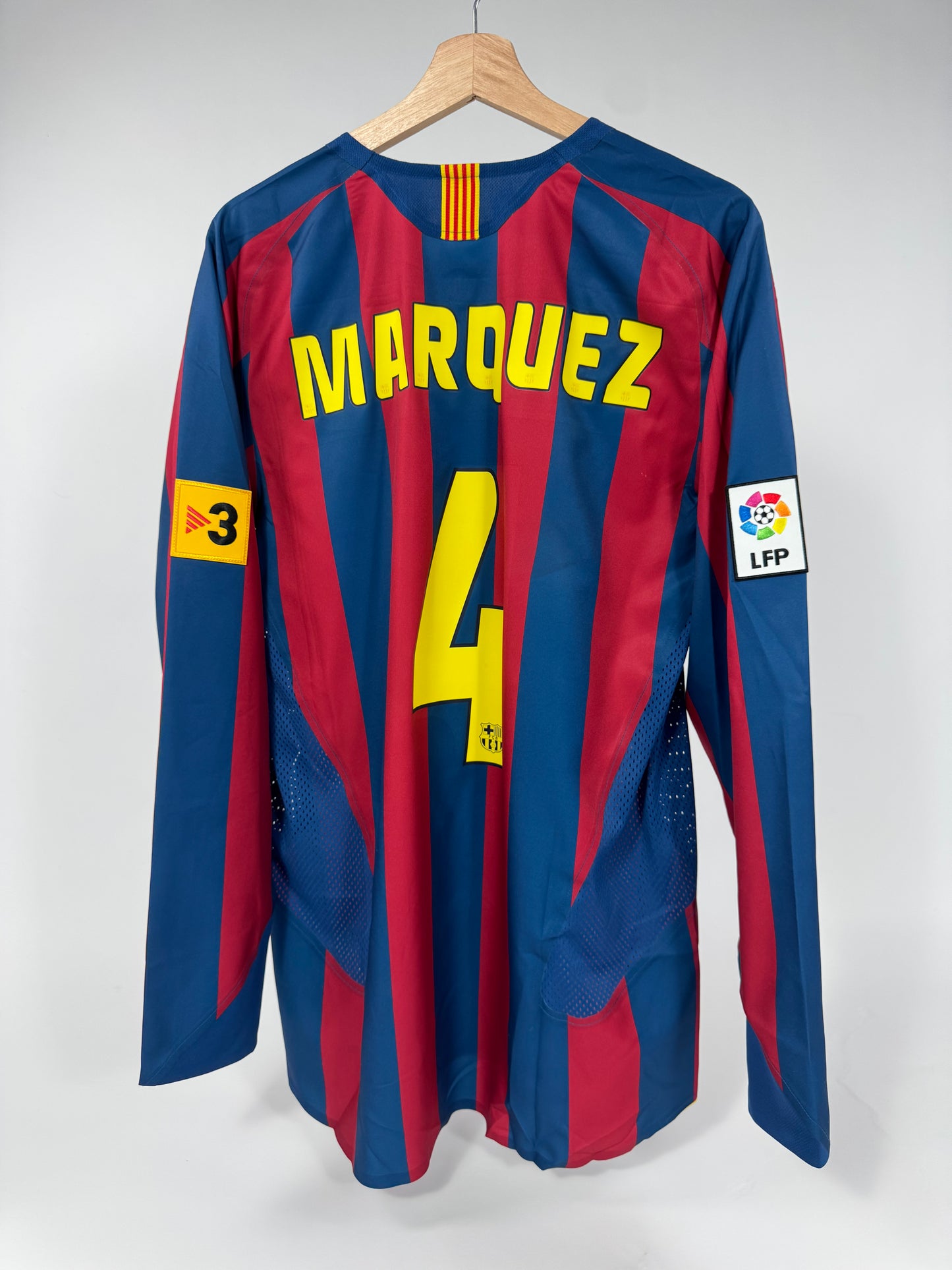 2025 RE ISSUE FC Barcelona Home 2005 T90 Long sleeve Jersey-RAFAEL MARQUEZ 4 (L)