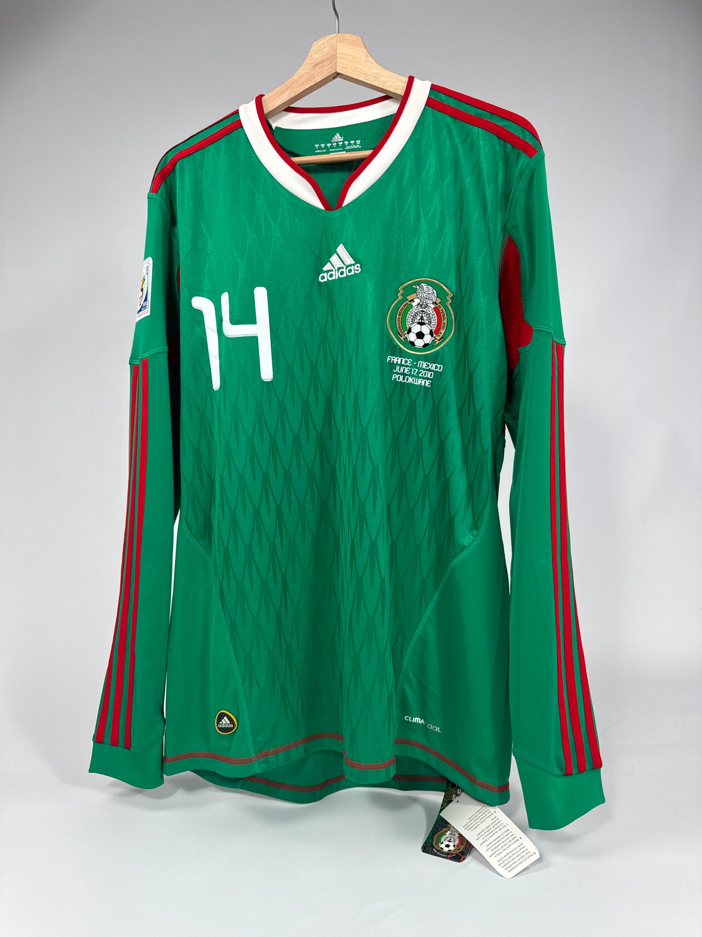 2010 ADIDAS MEXICO HOME JERSEY JAVIER HERNANDEZ 14 NEW WITH TAGS LONG SLEEVE (M)