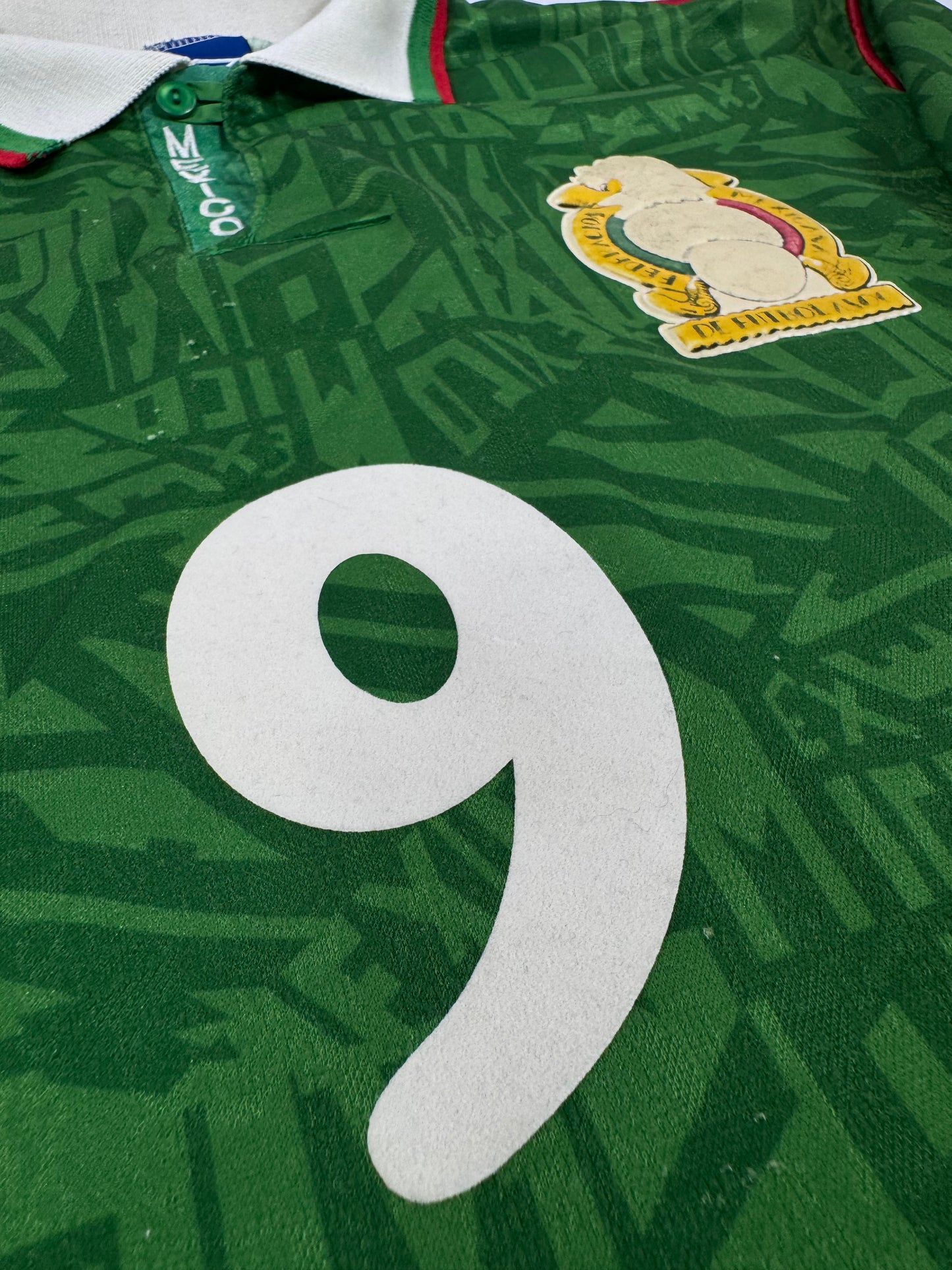 1994 UMBRO MEXICO HOME JERSEY HUGO SANCHEZ 9-(M)