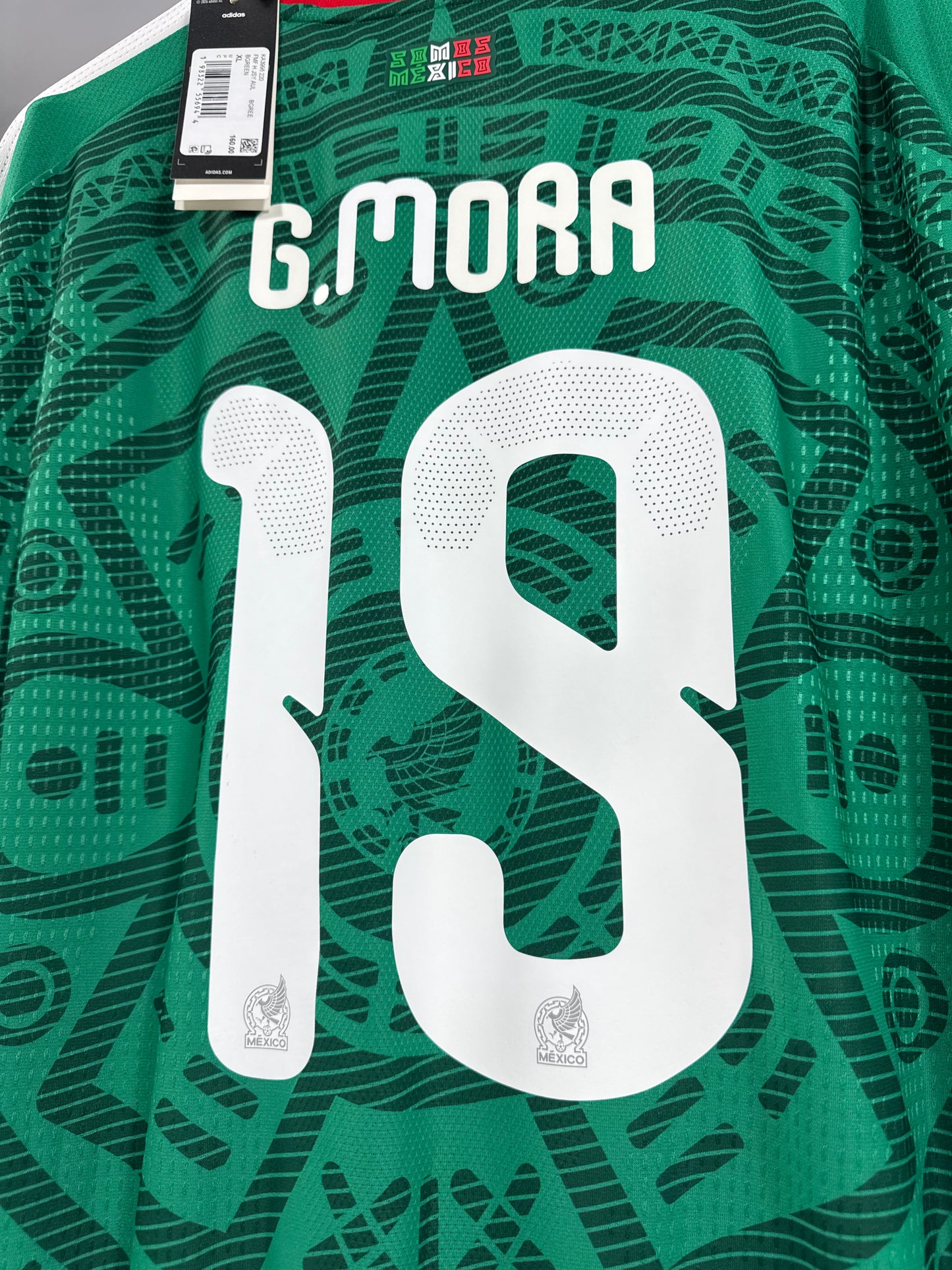 2026 ADIDAS MEXICO WORLD CUP HOME JERSEY LONG SLEEVE GILBERTO MORA 19 (XL) PLAYER VERSION