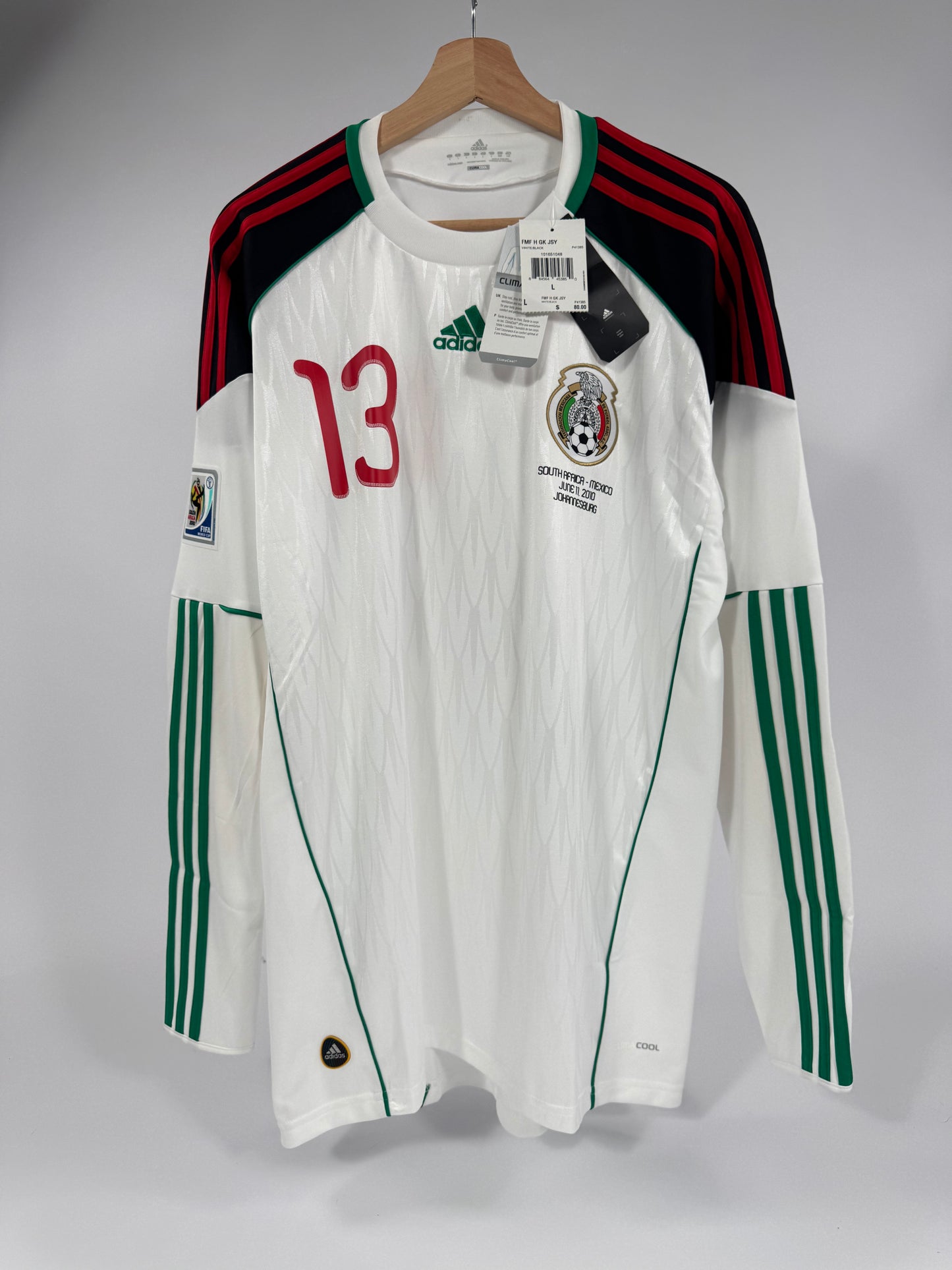 2010 ADIDAS MEXICO GK JERSEY GUILLERMO OCHOA 13 1 (L) NEW WITH TAGS