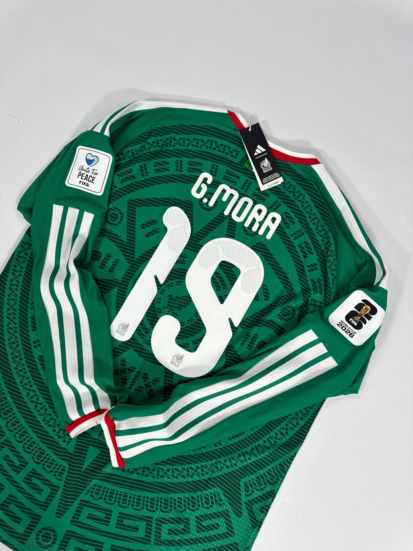 2026 ADIDAS MEXICO WORLD CUP HOME JERSEY LONG SLEEVE GILBERTO MORA 19 (XL) PLAYER VERSION