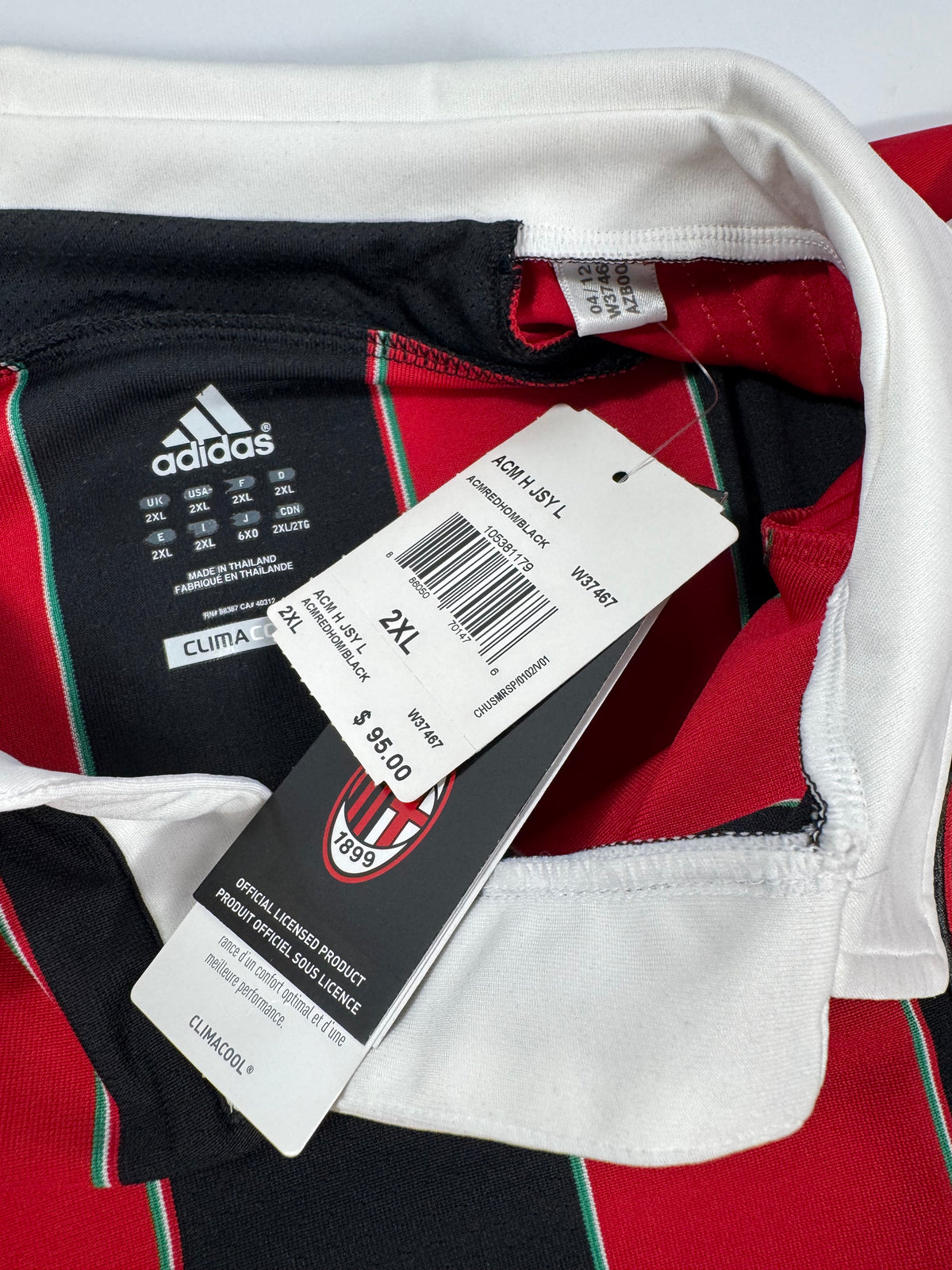 2012 ADIDAS AC MILAN HOME JERSEY LONG SLEEVE PATO 9 (XXL) NEW WITH TAGS