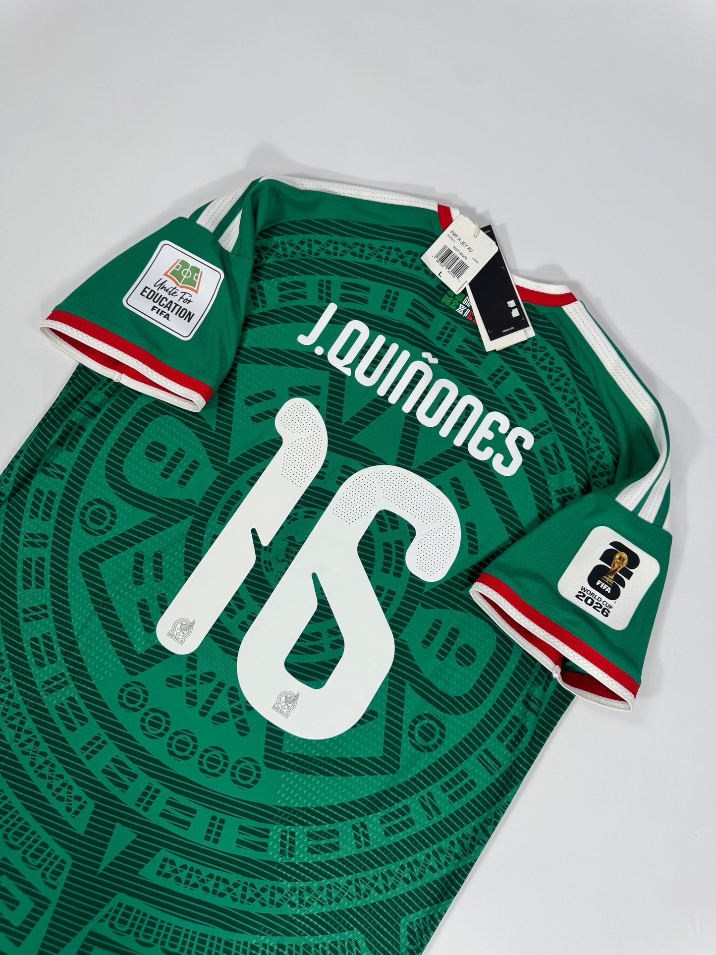 2026 ADIDAS MEXICO HOME JERSEY AUTHENTIC PLAYER VERSION QUIÑONES 16 (L) NEW WITH TAGS