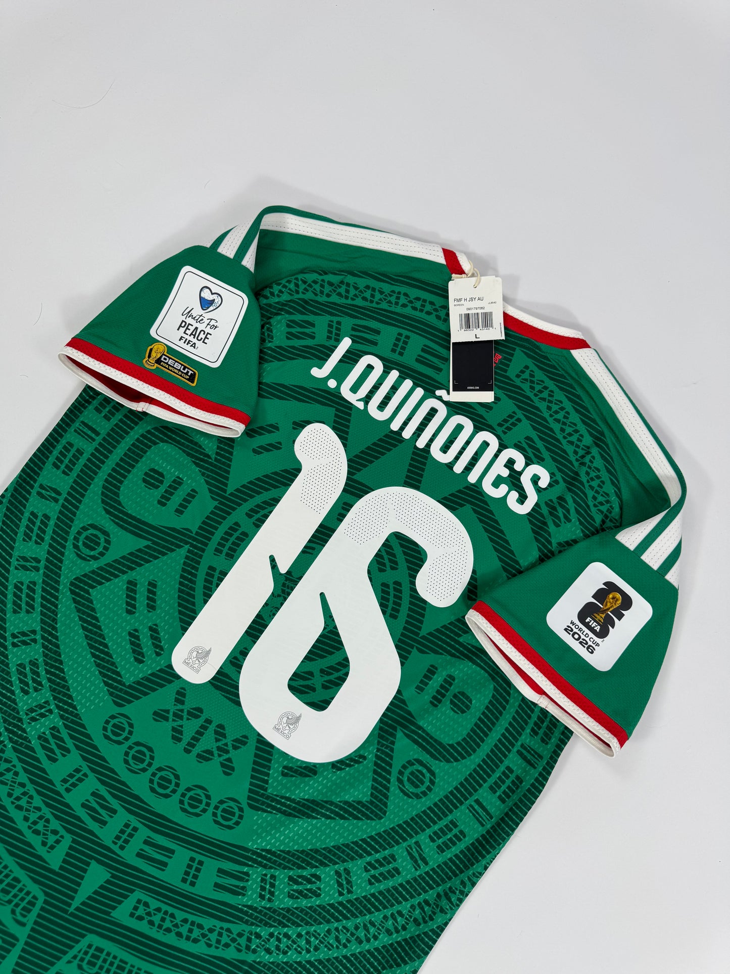 2026 ADIDAS MEXICO HOME JERSEY JULIÁN QUIÑONES 16 AUTHENTIC PLAYER VERSION (L)