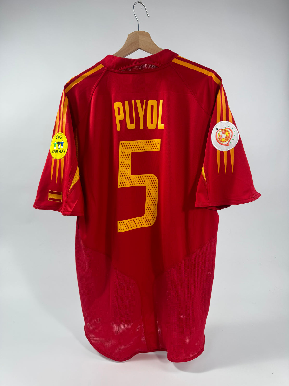 2004 ADIDAS SPAIN HOME JERSEY PUYOL 5 (XL)