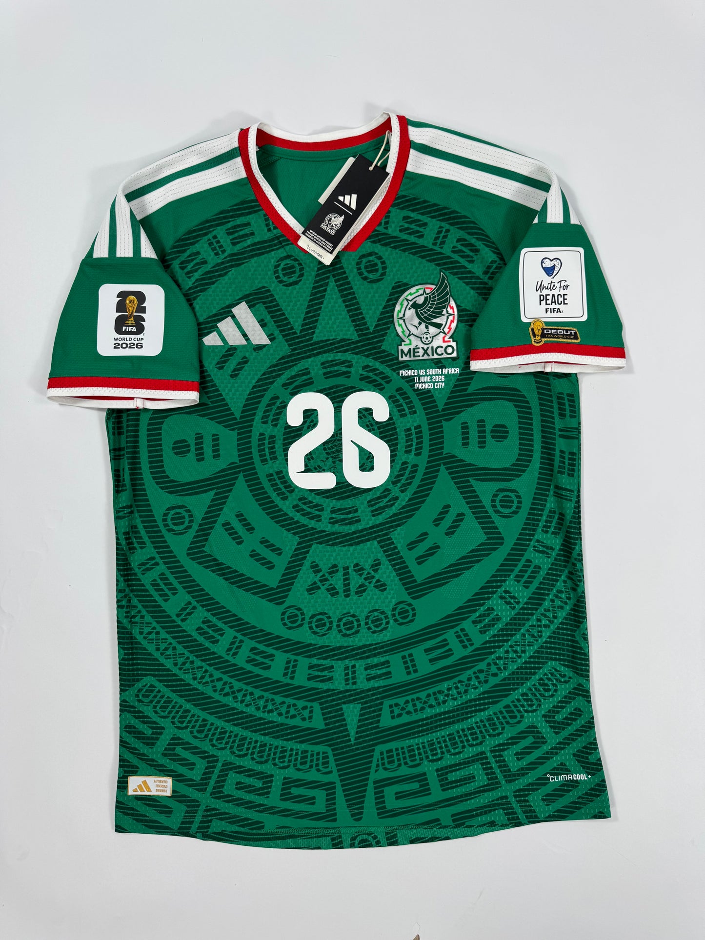 2026 ADIDAS MEXICO HOME JERSEY BRIAN GUTIERREZ 26 NEW WITH TAGS MEXICO VS SOUTH AFRICA DEBUT JERSEY (M)