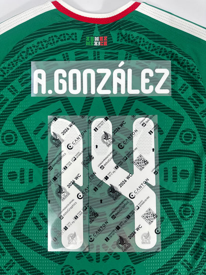 2026 MEXICO OFFICIAL NAME/NUMBER SET ARMANDO GONZALEZ 14