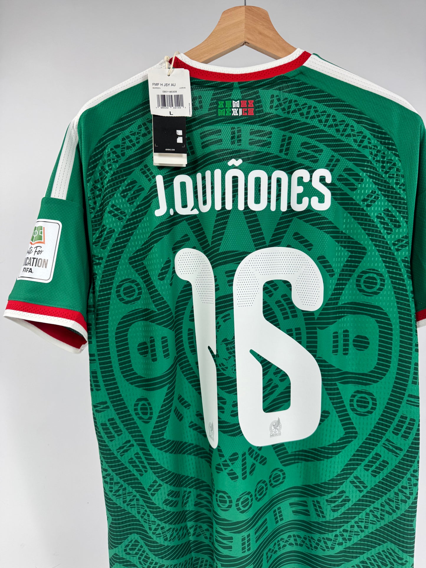 2026 ADIDAS MEXICO HOME JERSEY AUTHENTIC PLAYER VERSION QUIÑONES 16 (L) NEW WITH TAGS