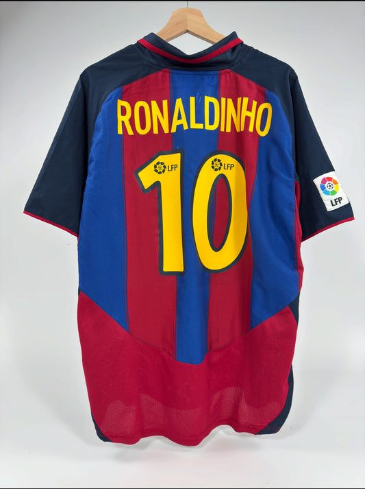 2003 NIKE FC BARCELONA HOME JERSEY RONALDINHO 10 (L)