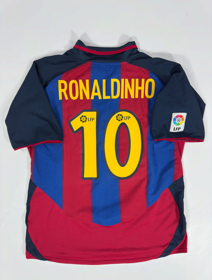 2003 NIKE FC BARCELONA HOME JERSEY RONALDINHO 10 (L)