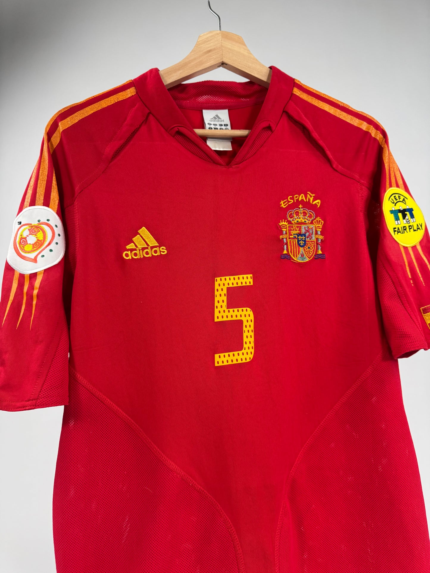 2004 ADIDAS SPAIN HOME JERSEY PUYOL 5 (M)