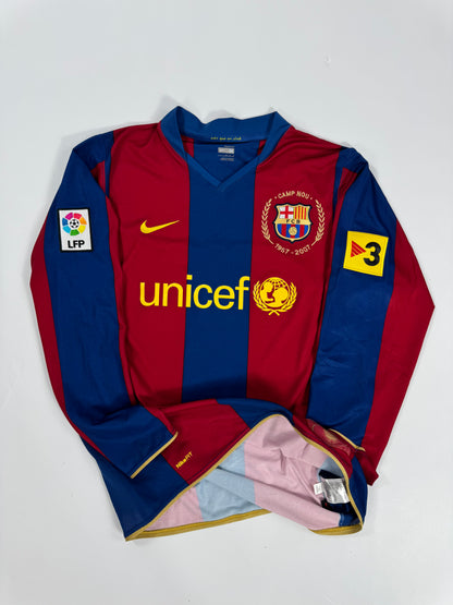 2007 NIKE FC BARCELONA HOME RONALDINHO 10 LONG SLEEVE (M)