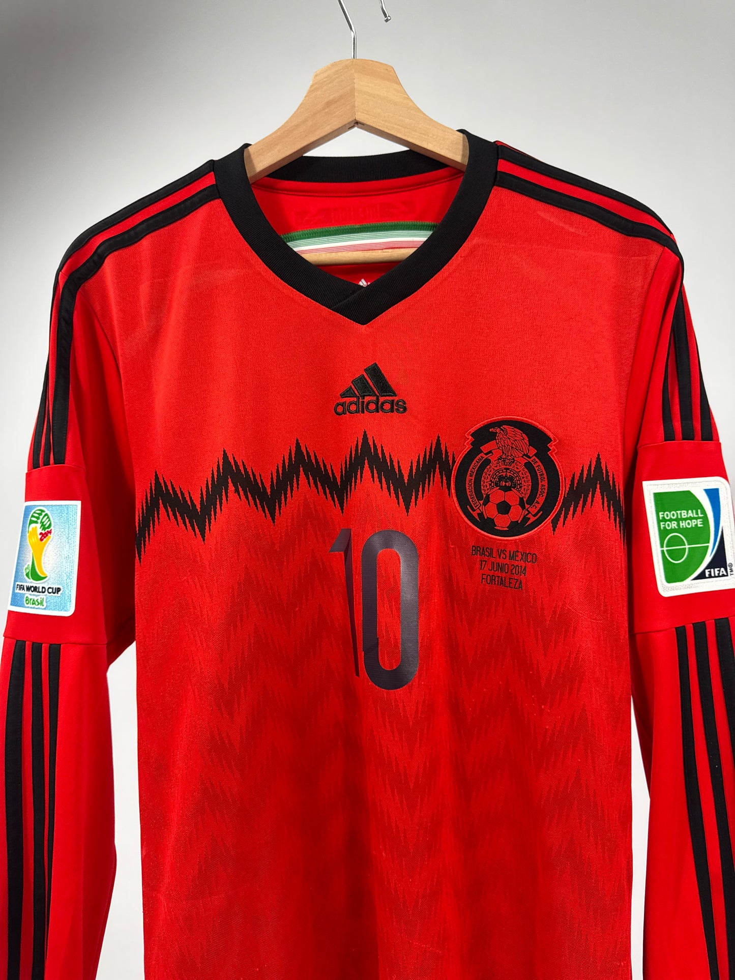 2014 ADIDAS MEXICO HOME JERSEY LONG SLEEVE DOS SANTOS 10 (M)