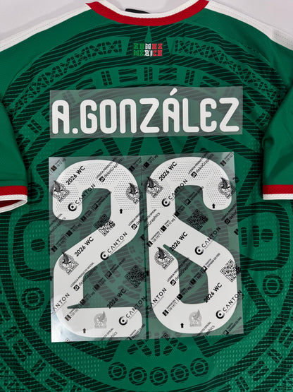 2026 OFFICIAL MEXICO WORLD CUP HOME NAME SET ARMANDO GONZALEZ 26