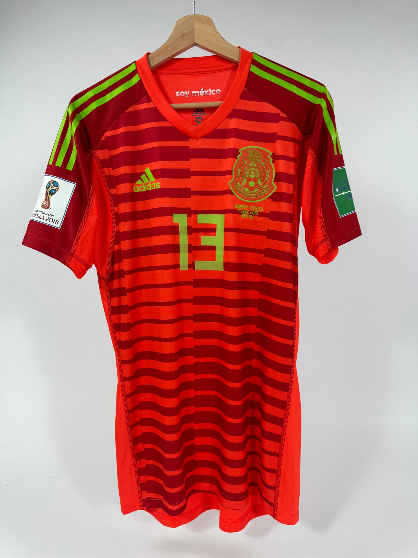 2018 WORLD CUP ADIDAS MEXICO GK JERSEY OCHOA 13 PLAYER ISSUE (UTILERIA) (S)
