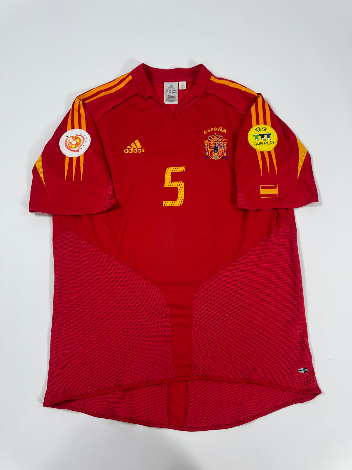 2004 ADIDAS SPAIN HOME JERSEY PUYOL 5 (XL)