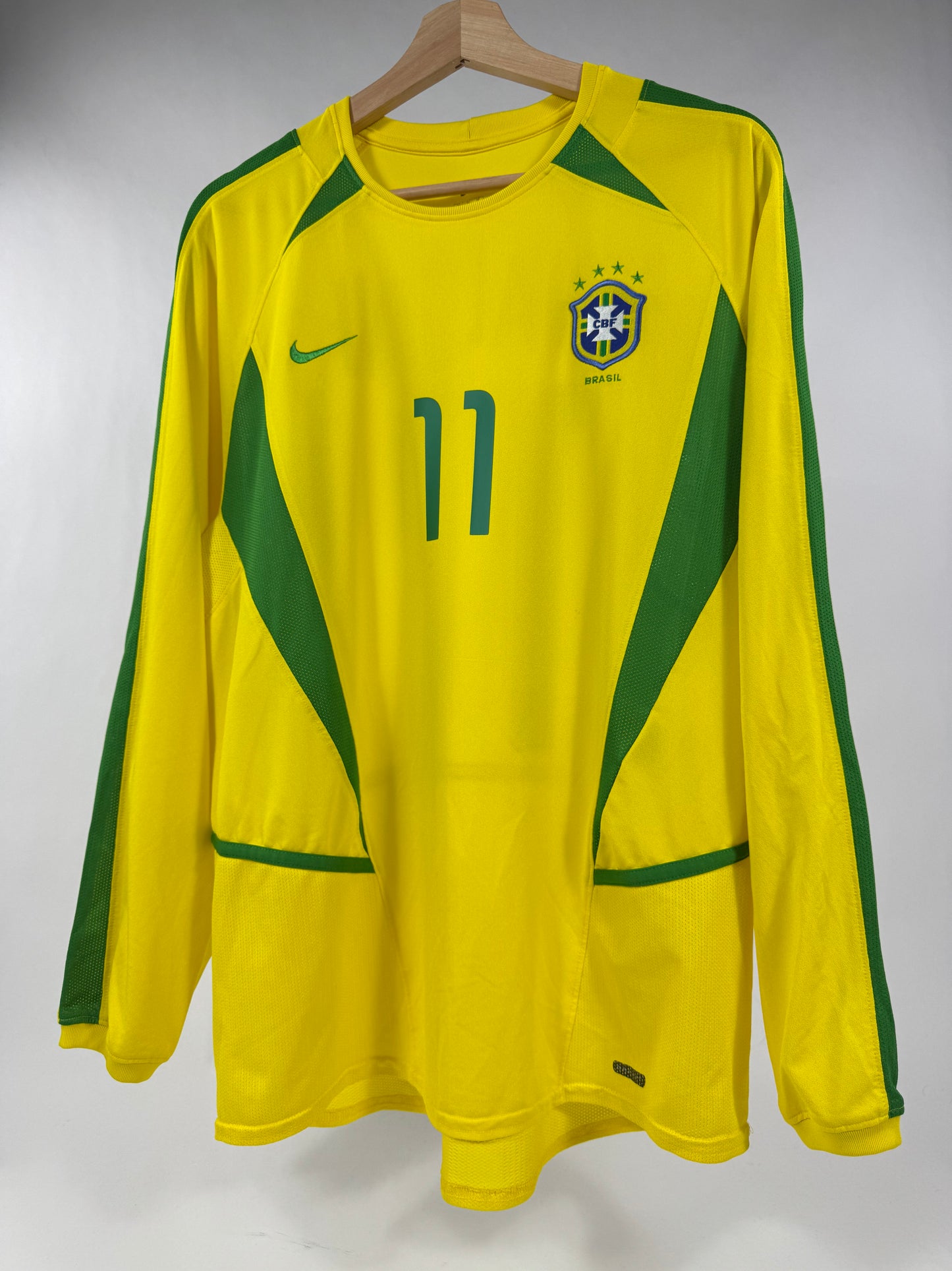 2011 NIKE BRAZIL HOME JERSEY RONALDINHO 11 LONG SLEEVE-(M)