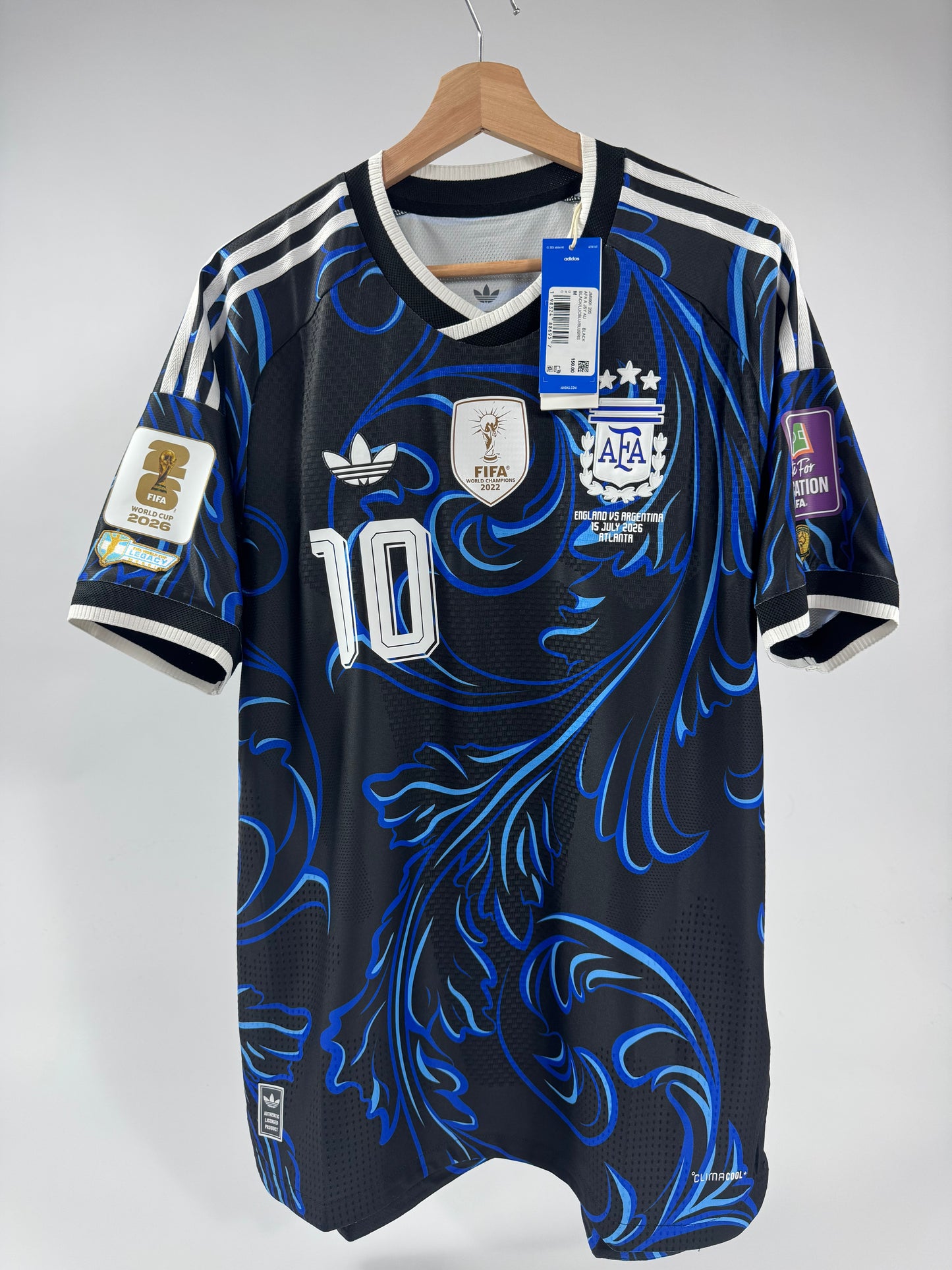 2026 ADIDAS ARGENTINA AWAY JERSEY MESSI 10 AUTHENTIC PLAYER VERSION ENGLAND VS ARGENTINA NEW WITH TAGS (M)