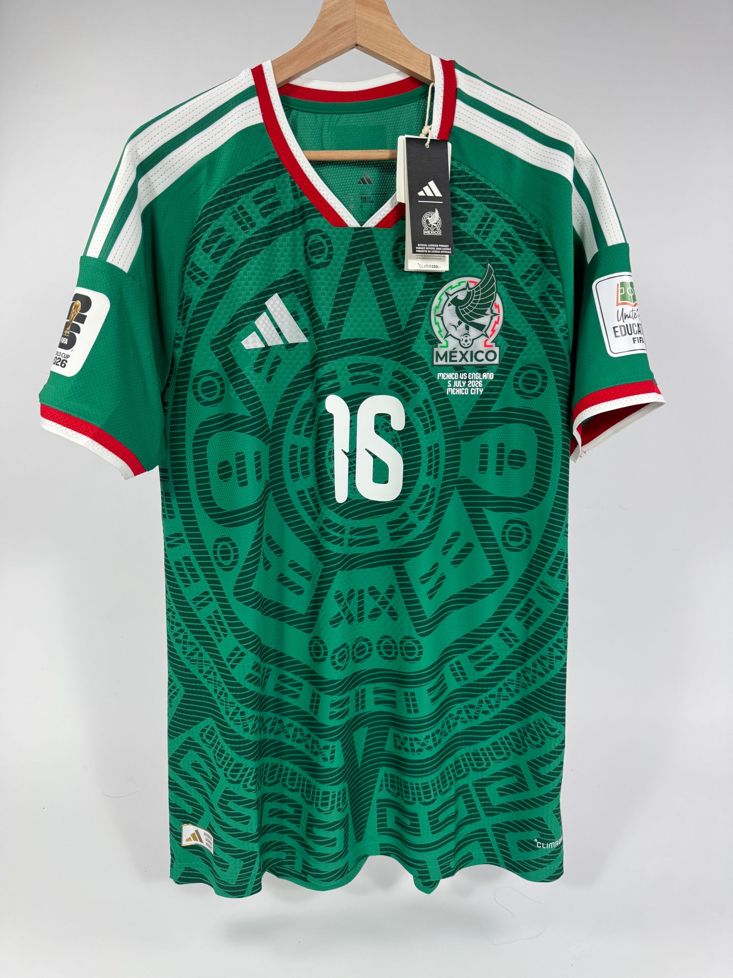 2026 ADIDAS MEXICO HOME JERSEY AUTHENTIC PLAYER VERSION QUIÑONES 16 (L) NEW WITH TAGS