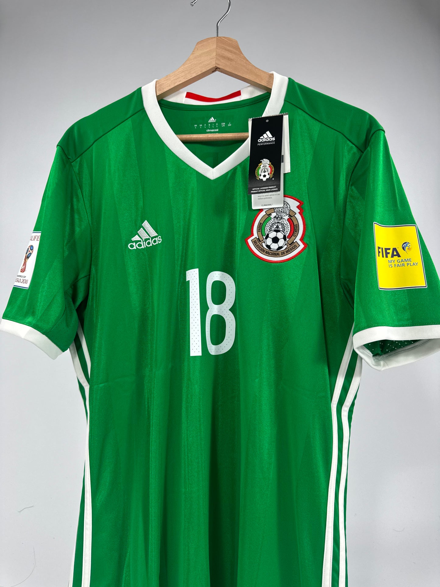 2016/17 ADIDAS MEXICO HOME JERSEY NEW WITH TAGS ANDRES GUARDADO 18 WORLD CUP QUALIFIERS (L)
