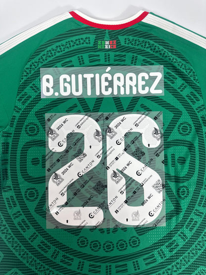 2026 MEXICO OFFICIAL NAME/NUMBER SET BRIAN GUTIERREZ 26