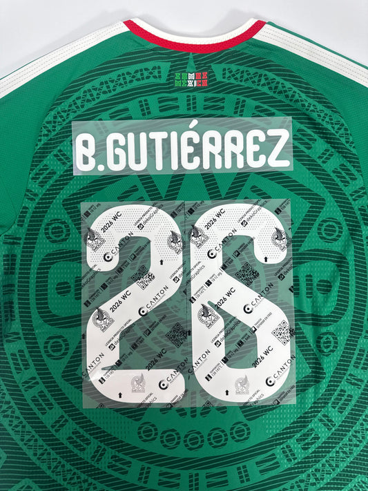 2026 MEXICO OFFICIAL NAME/NUMBER SET BRIAN GUTIERREZ 26