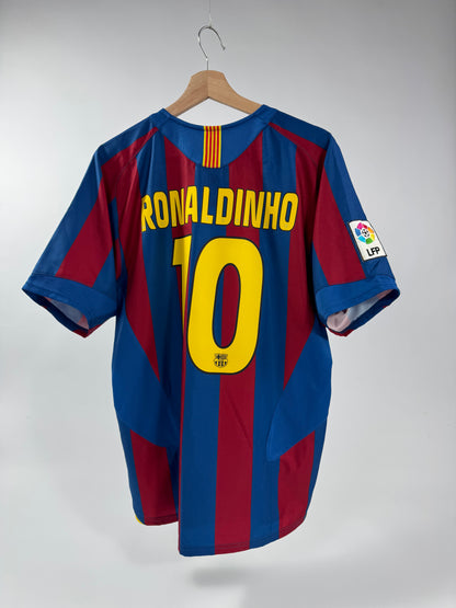2005/06 NIKE T90 FC BARCELONA HOME JERSEY RONALDINHO 10 (S)