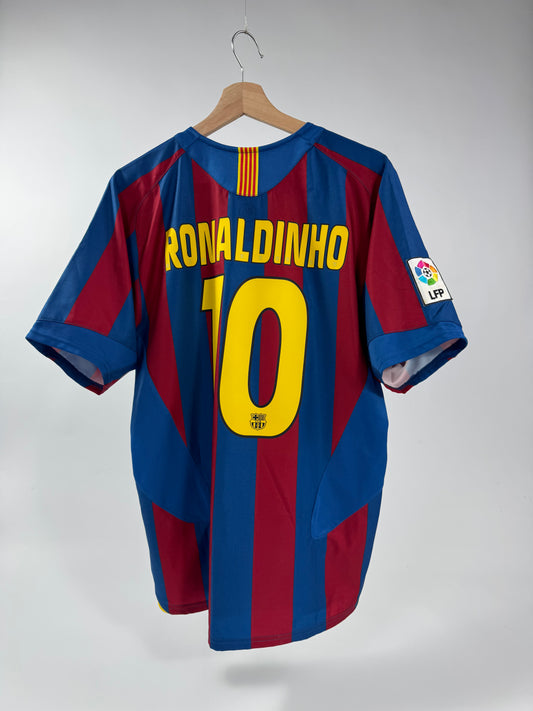 2005/06 NIKE T90 FC BARCELONA HOME JERSEY RONALDINHO 10 (S)
