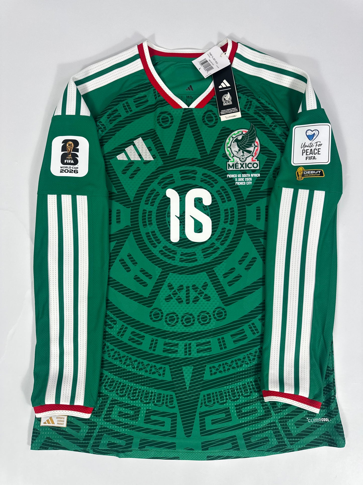 2026 ADIDAS MEXICO HOME JERSEY AUTHENTIC LONG SLEEVE PLAYER VERSION NEW WITH TAGS Julian Quiñones