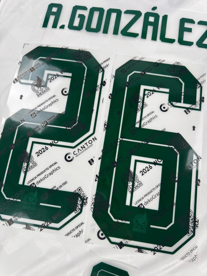 2026 OFFICIAL MEXICO WORLD CUP AWAY NAME SET-ARMANDO GONZALEZ