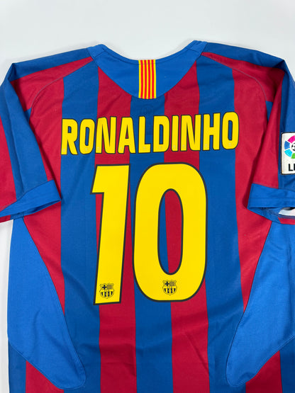 2005/06 NIKE T90 FC BARCELONA HOME JERSEY RONALDINHO 10 (S)