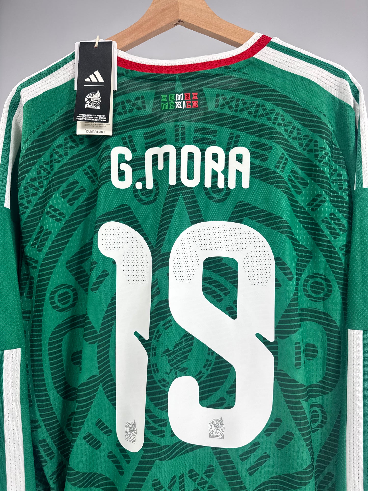 2026 ADIDAS MEXICO WORLD CUP HOME JERSEY LONG SLEEVE GILBERTO MORA 19 (XL) PLAYER VERSION